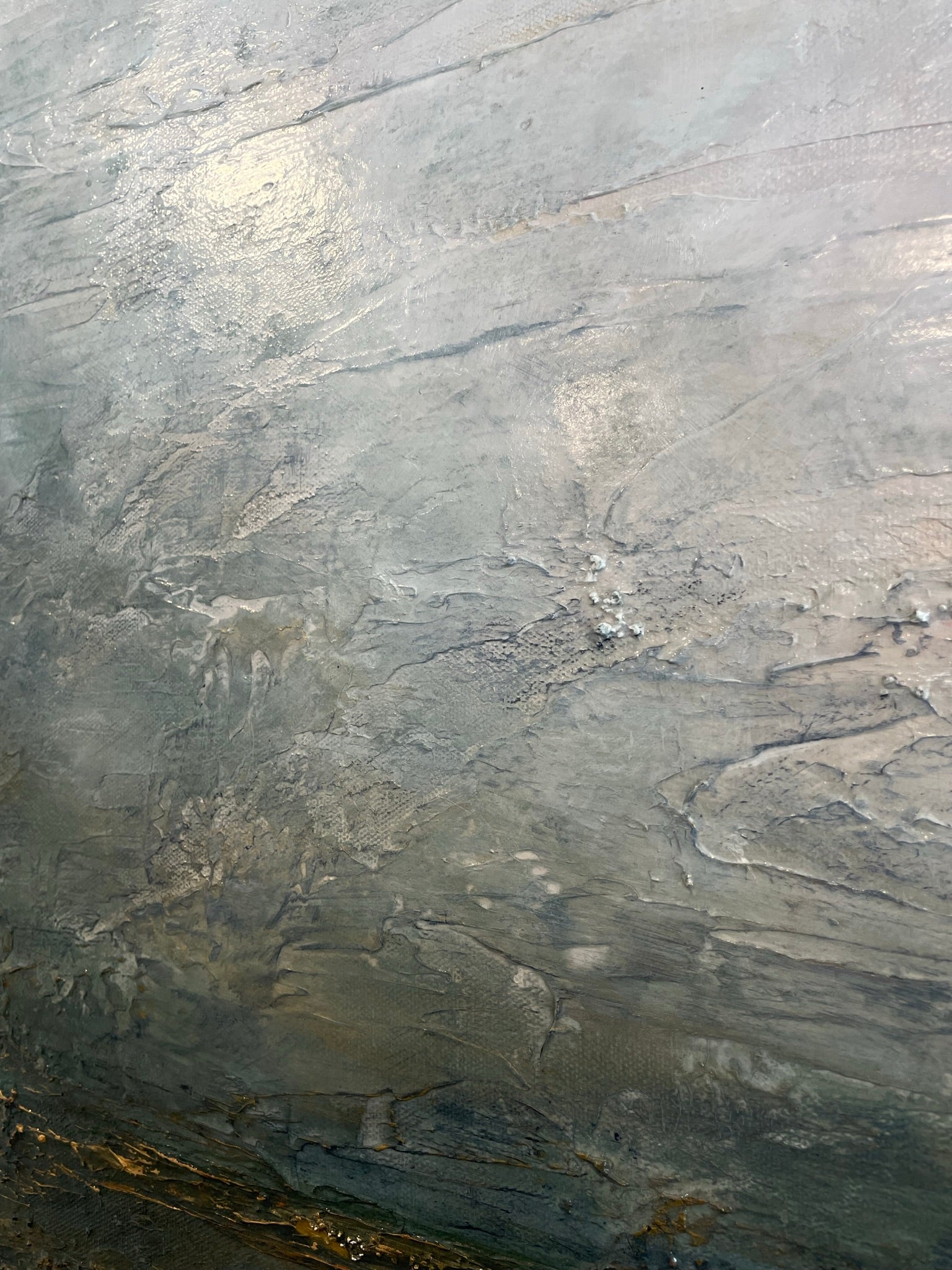 Large blue abstract landscape painting