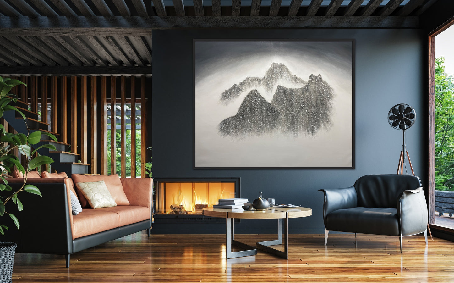 Large Abstract Textured Mountain Landscape Painting: Windtower - Ashley Alexandra