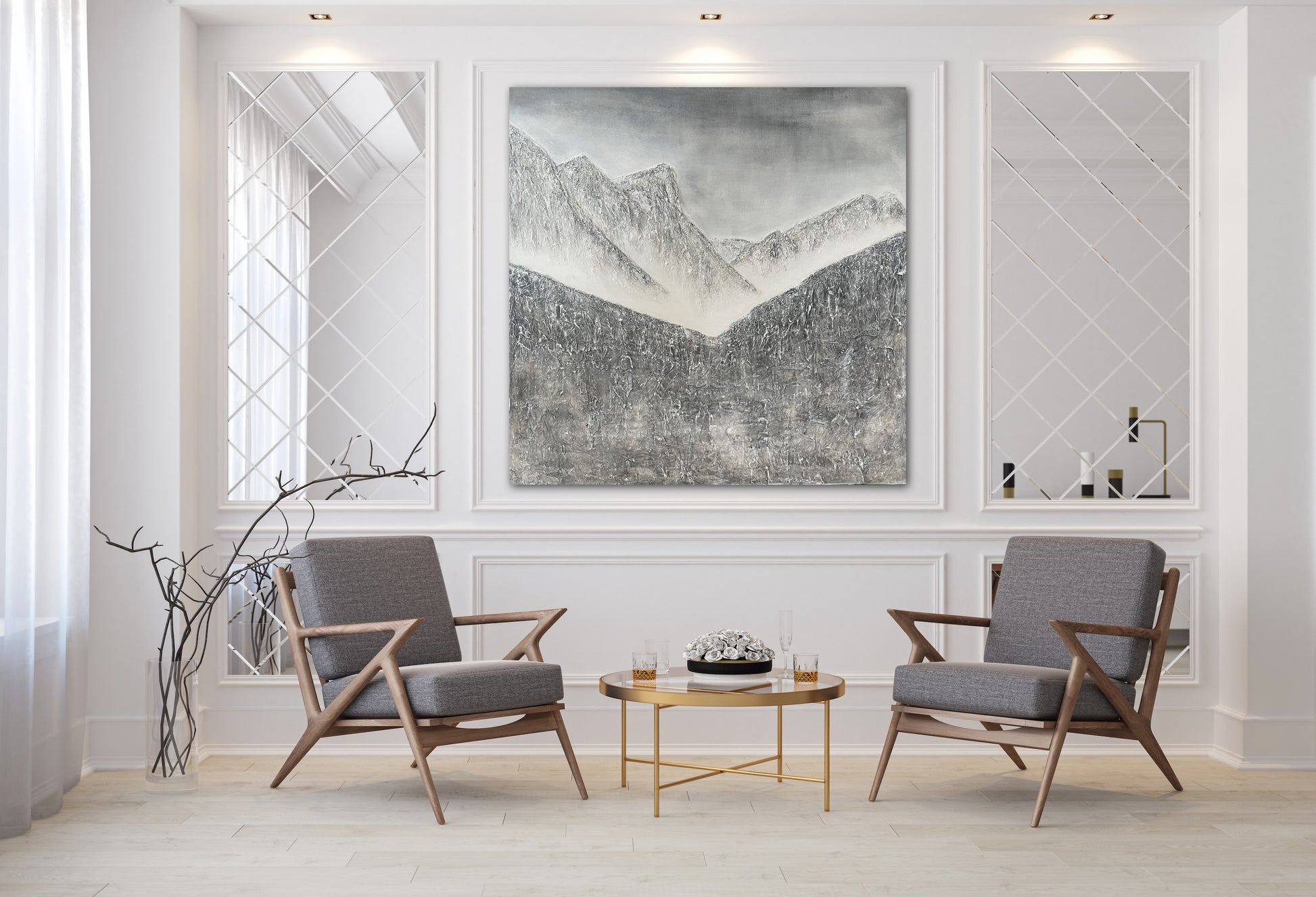 Abstract Textured Landscape Painting: Ha Ling Peak - Ashley Alexandra