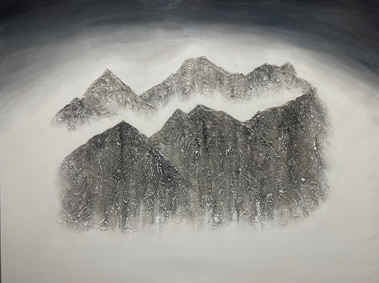 Large Abstract Textured Mountain Landscape Painting: Banded Peak - Ashley Alexandra
