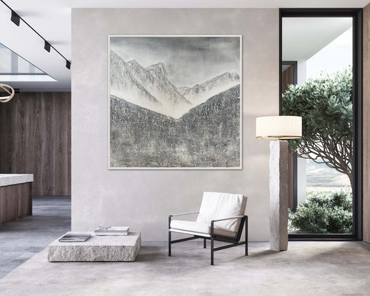 Abstract Textured Landscape Painting: Ha Ling Peak - Ashley Alexandra