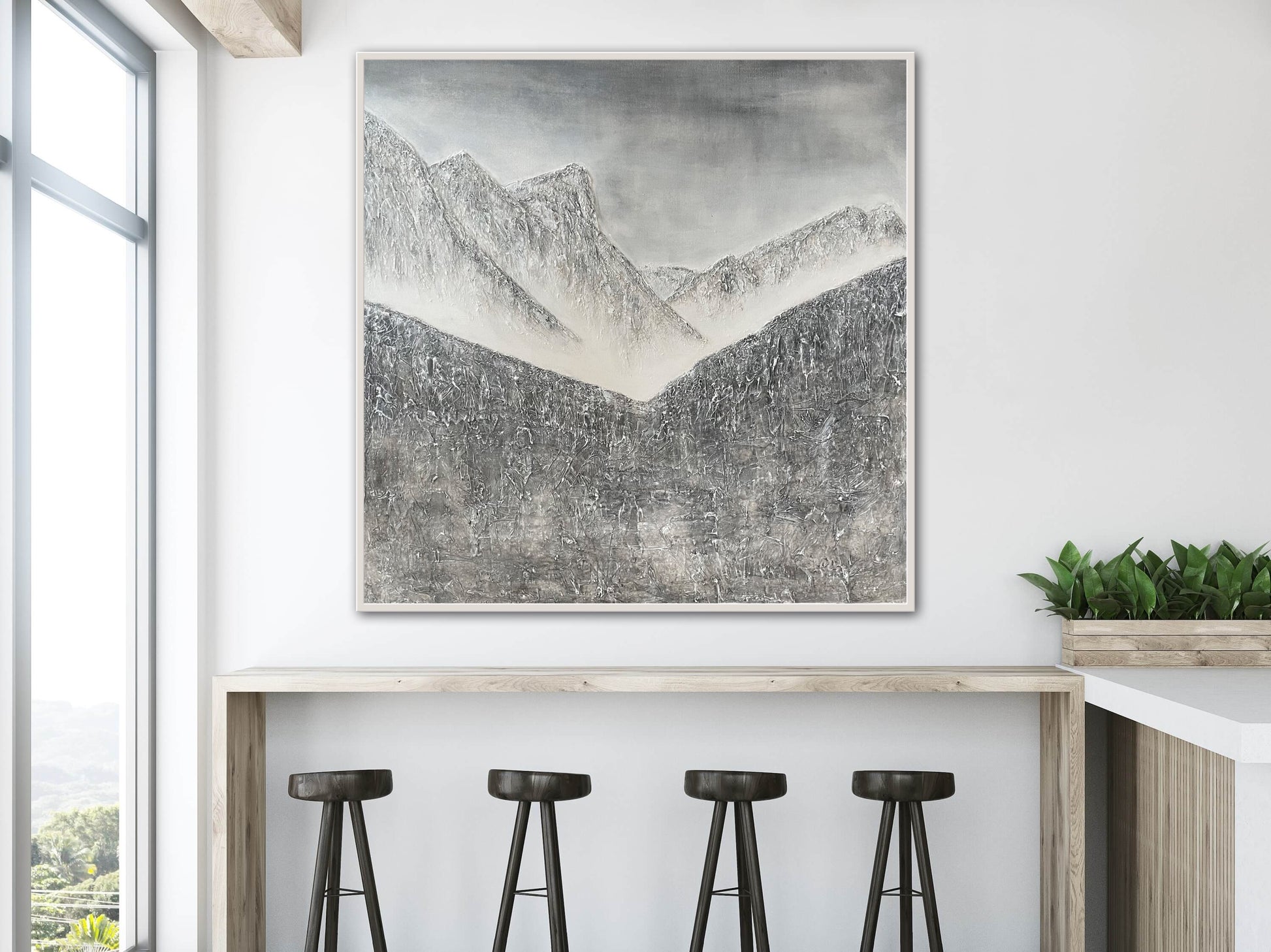 Abstract Textured Landscape Painting: Ha Ling Peak - Ashley Alexandra