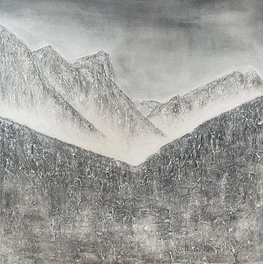 Abstract Textured Landscape Painting: Ha Ling Peak - Ashley Alexandra