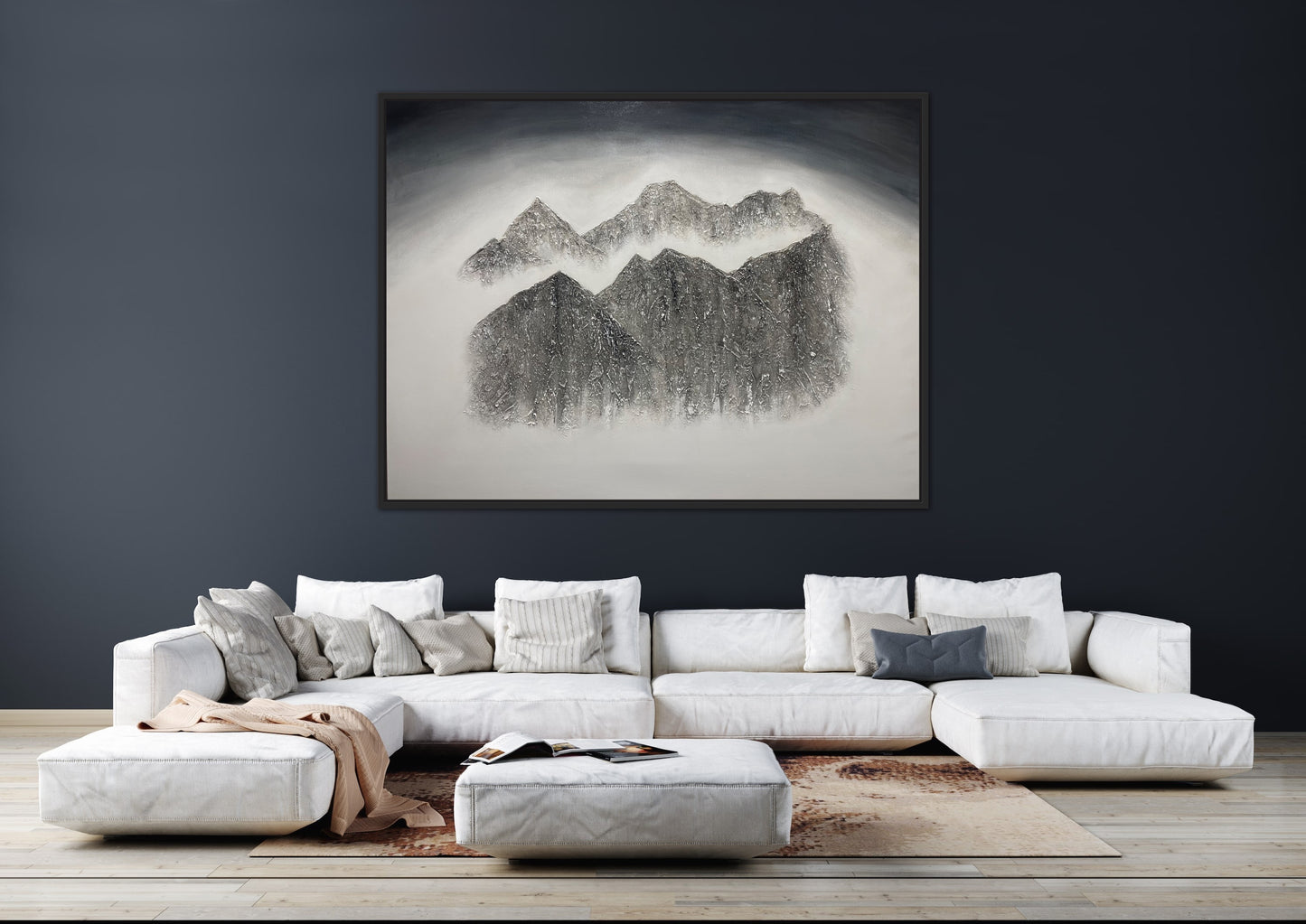 Large Abstract Textured Mountain Landscape Painting: Banded Peak - Ashley Alexandra