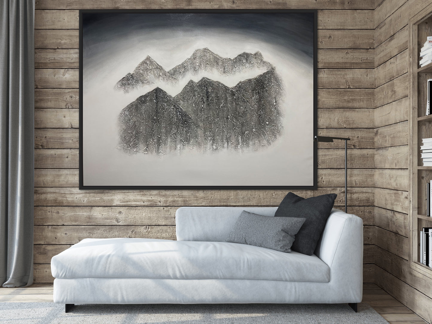 Large Abstract Textured Mountain Landscape Painting: Banded Peak - Ashley Alexandra